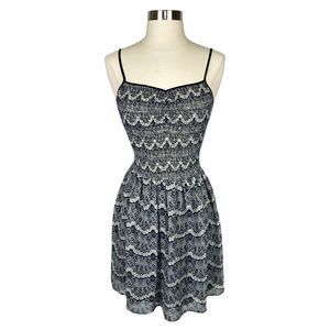 dELiA*s Black & Gray Lace Pattern Smocked Dress - Size Small